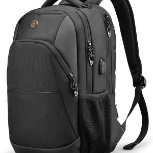 Swissdigital Design Travel Laptop Backpack, College Laptops Backpack with USB Charging Port for Men and Women Fits 16 Inch Notebook, Black | ANDWIL